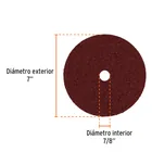 Disco de lija de 7' con respaldo de fibra, grano 36, TRUPER 2