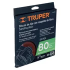 Disco de lija de 7' con respaldo de fibra, grano 80, TRUPER 3