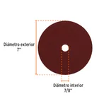 Disco de lija de 7' con respaldo de fibra, grano 120, TRUPER 2