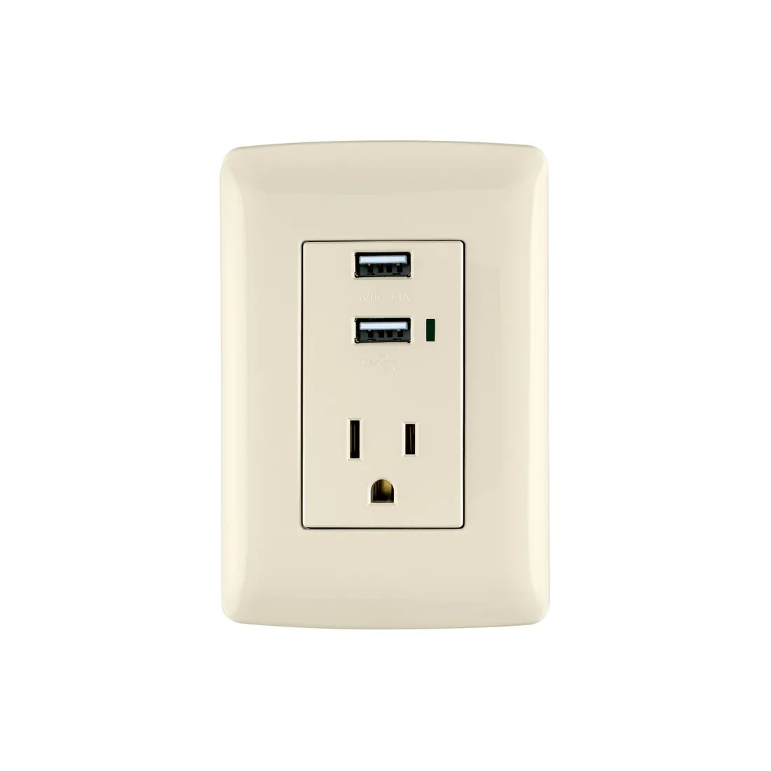 Contacto aterrizado + 2 puertos USB, marfil, línea Italiana