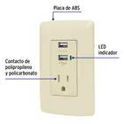 Contacto aterrizado + 2 puertos USB, marfil, línea Italiana 2