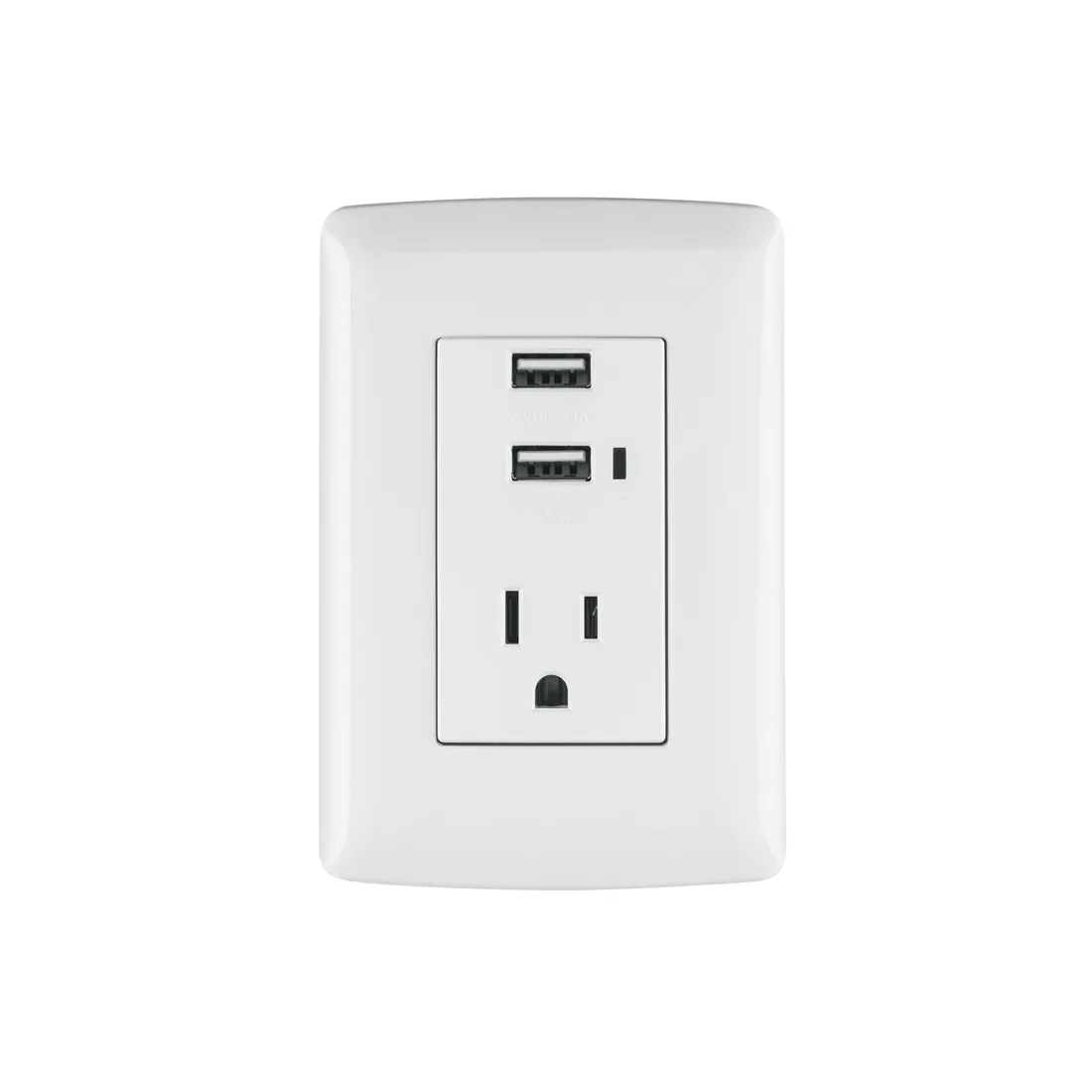 Contacto aterrizado + 2 puertos USB, blanco, línea Italiana
