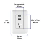 Contacto aterrizado + 2 puertos USB, blanco, línea Italiana 3