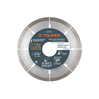 Disco de diamante de 4' x 1.3 mm, corte de porcelanato