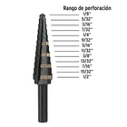 Broca escalonada óxido negro 13 escalones 1/8' a 1/2',Truper 3