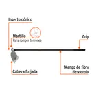 Azadón oreja y martillo No. 3 de 3.3 lb, mango de fibra 54' 2