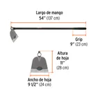 Azadón oreja y martillo No. 3 de 3.3 lb, mango de fibra 54' 3