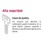Cerrojo llave-llave latón antiguo, llave puntos, HERMEX 3