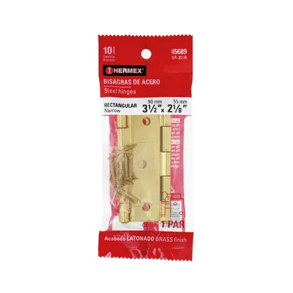 Bolsa 2 bisagras rectangulares 3-1/2 x 2-1/8' acero latonado
