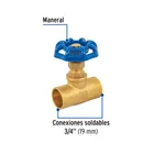 Válvula de globo de latón, soldable de 3/4', FOSET 2