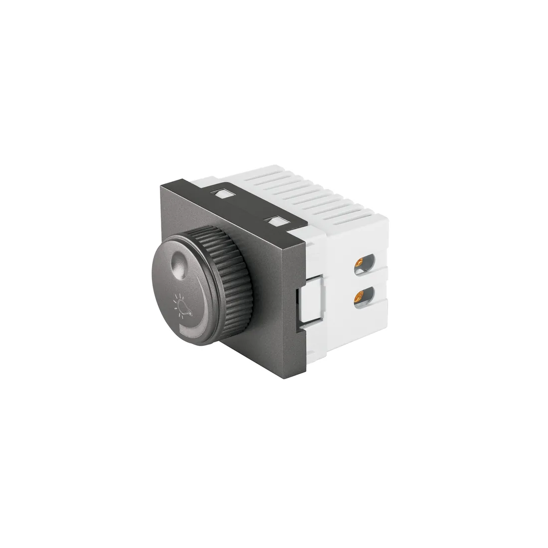 Dimmer giratorio acero inox de 1.5 módulos, línea Lisboa