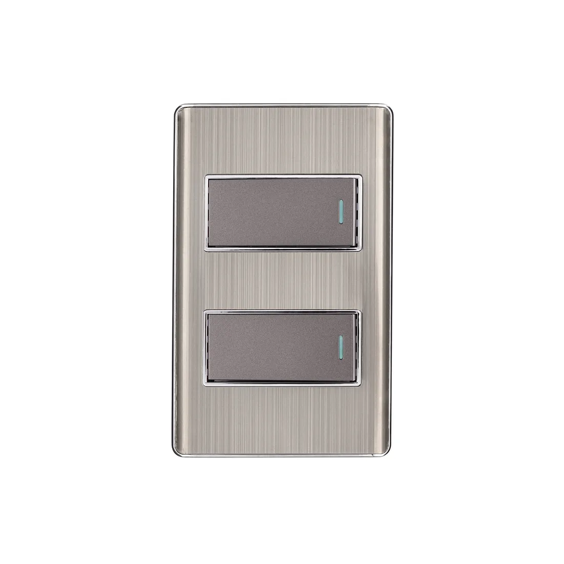 Placa armada acero inox con 2 interruptores 1 módulo, Lisboa