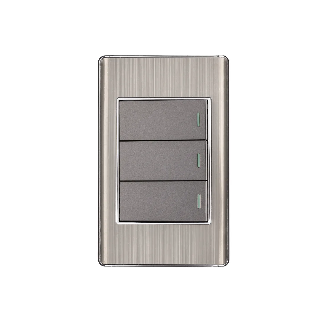 Placa armada acero inox 3 interruptores 1 módulo, Lisboa