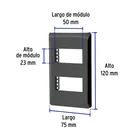 Placa negra de 2 ventanas 1 módulo, línea Lisboa, VOLTECK 3