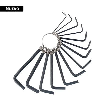 Juego de 14 llaves hexagonales mixtas, tipo llavero, PRETUL