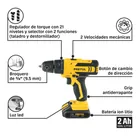 Kit taladro/destornillador 3/8', 12V, 33 accesorios, PRETUL 7