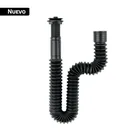 Céspol flexible de PP con contra, negro, para lavabo, FOSET 1