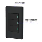 Placa armada negra 3 interruptores 1 módulo, Lisboa, VOLTECK 2