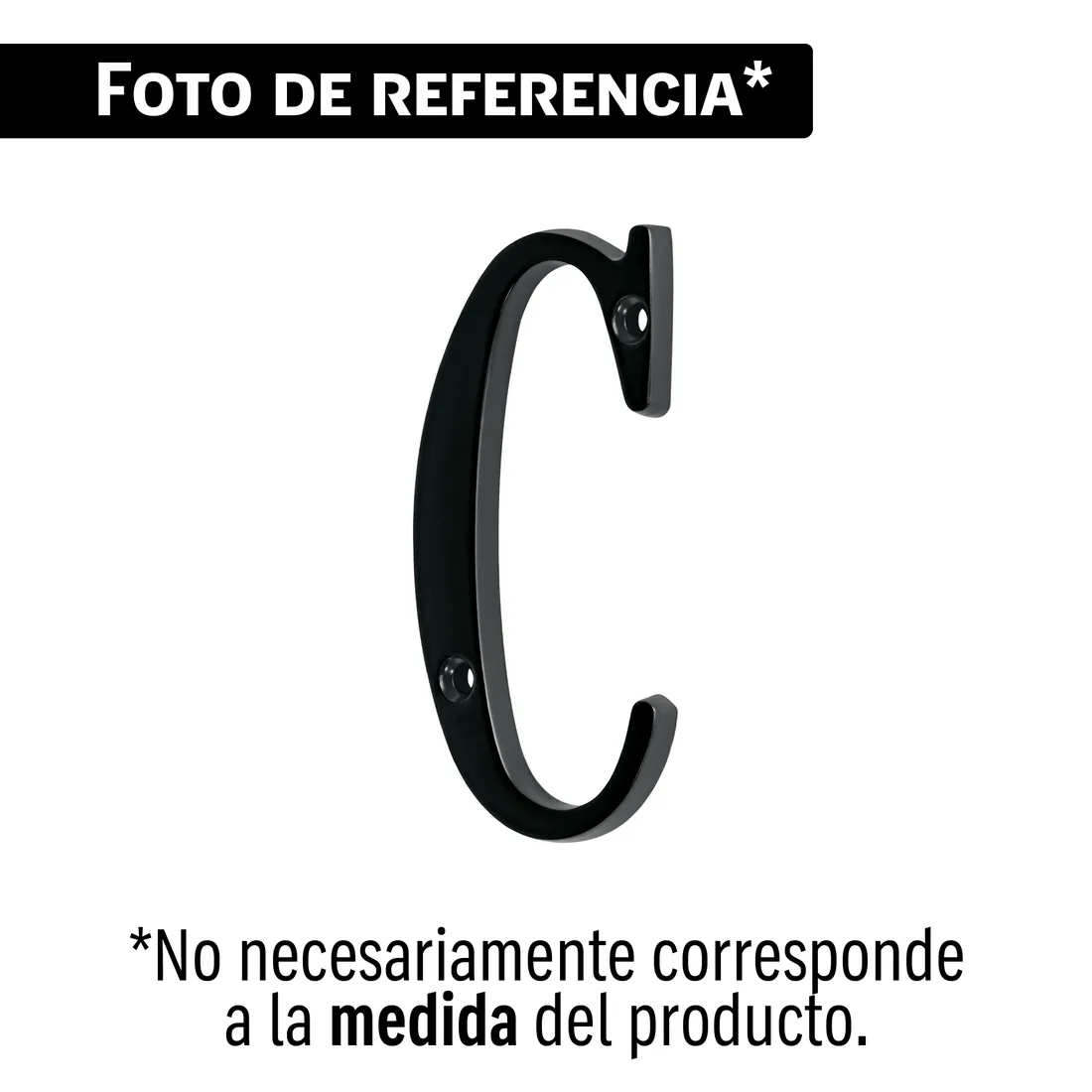 Letra C de latón sólido 4', negro, HERMEX