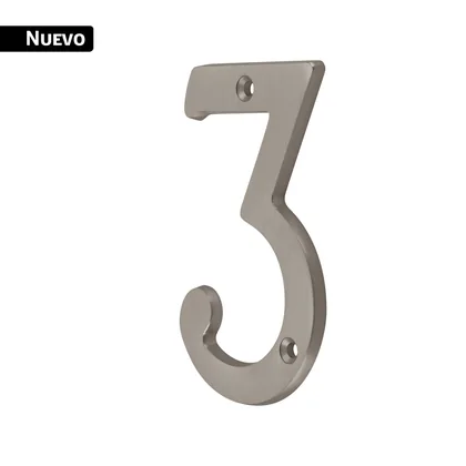 Número 3 de latón sólido 4', níquel satín, HERMEX