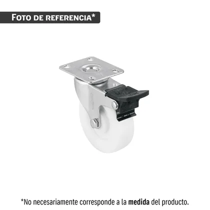 Rodaja de polietileno 2' placa giratoria, con freno, balero