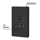 Placa armada negra contacto y 2 puertos USB 1.5 mód, Lisboa 2