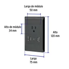 Placa armada negra contacto y 2 puertos USB 1.5 mód, Lisboa 3