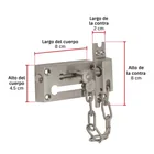 Pasador con cadena para puerta, acabado níquel satín, HERMEX 3