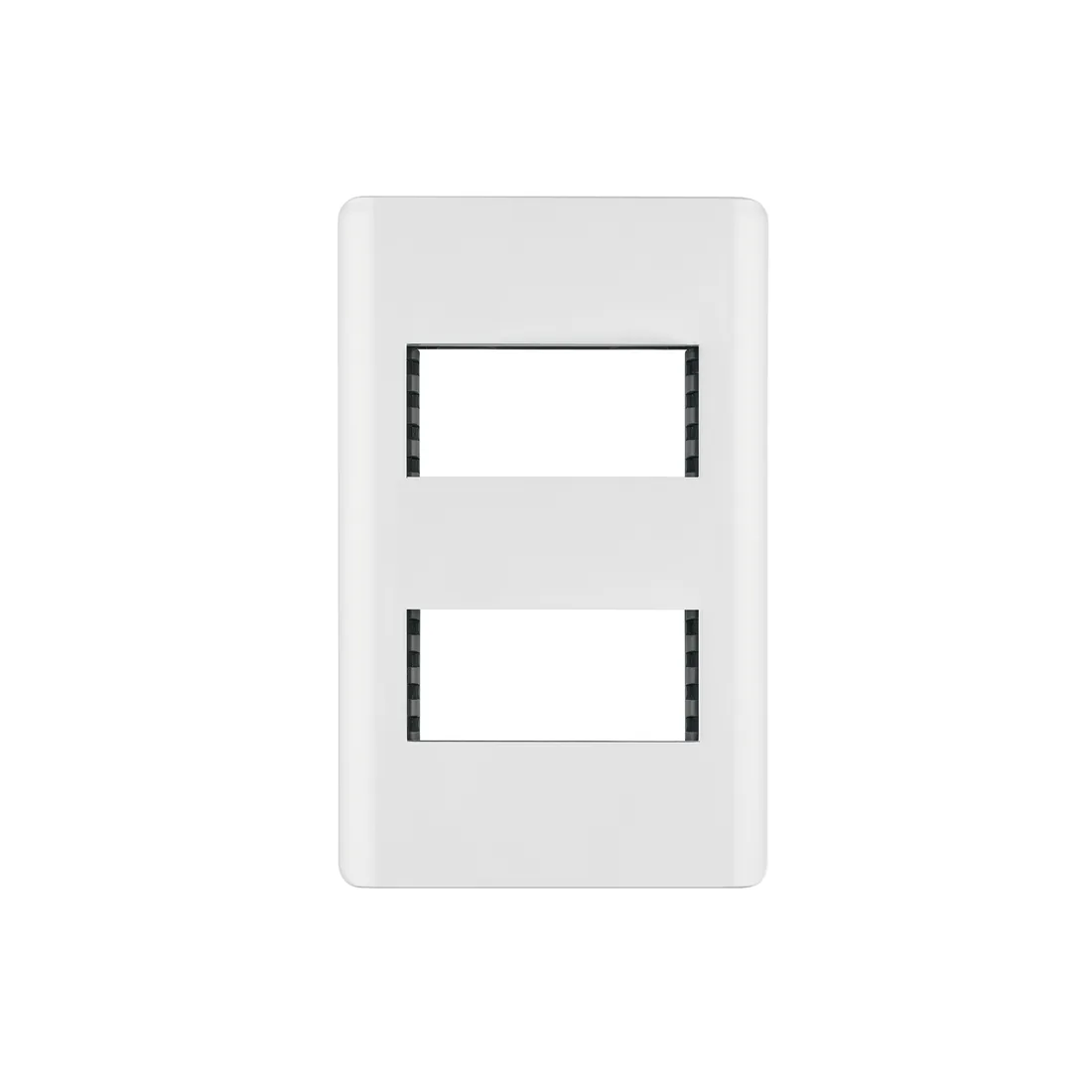 Placa blanca de 2 ventanas 1 módulo, línea Lisboa, VOLTECK