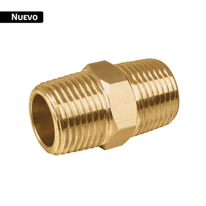 Niple unión NPT de latón, 3/8' con tuerca hexagonal, FOSET