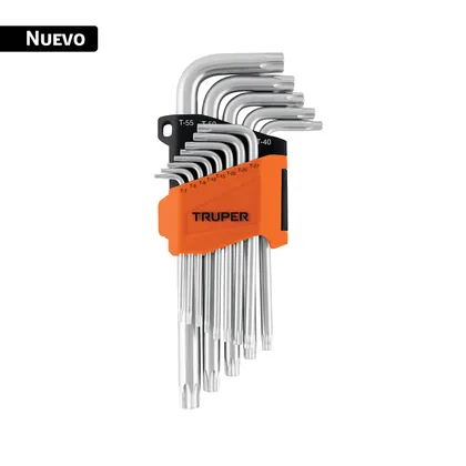 Juego de 13 llaves torx largas con organizador abatible