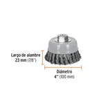 Carda copa 4' alambre trenzado fino, Multi-rosca, TRUPER 3