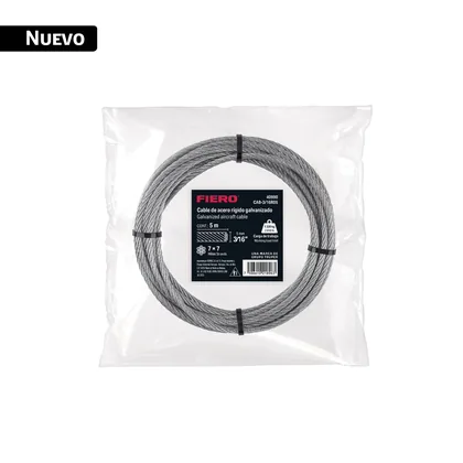 Cable rígido 3/16' x 5 m, acero galvanizado, FIERO
