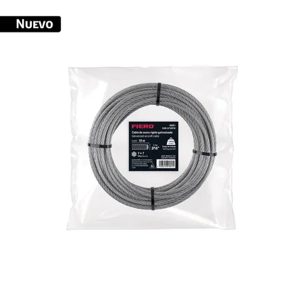 Cable rígido 3/16' x 10 m, acero galvanizado, FIERO