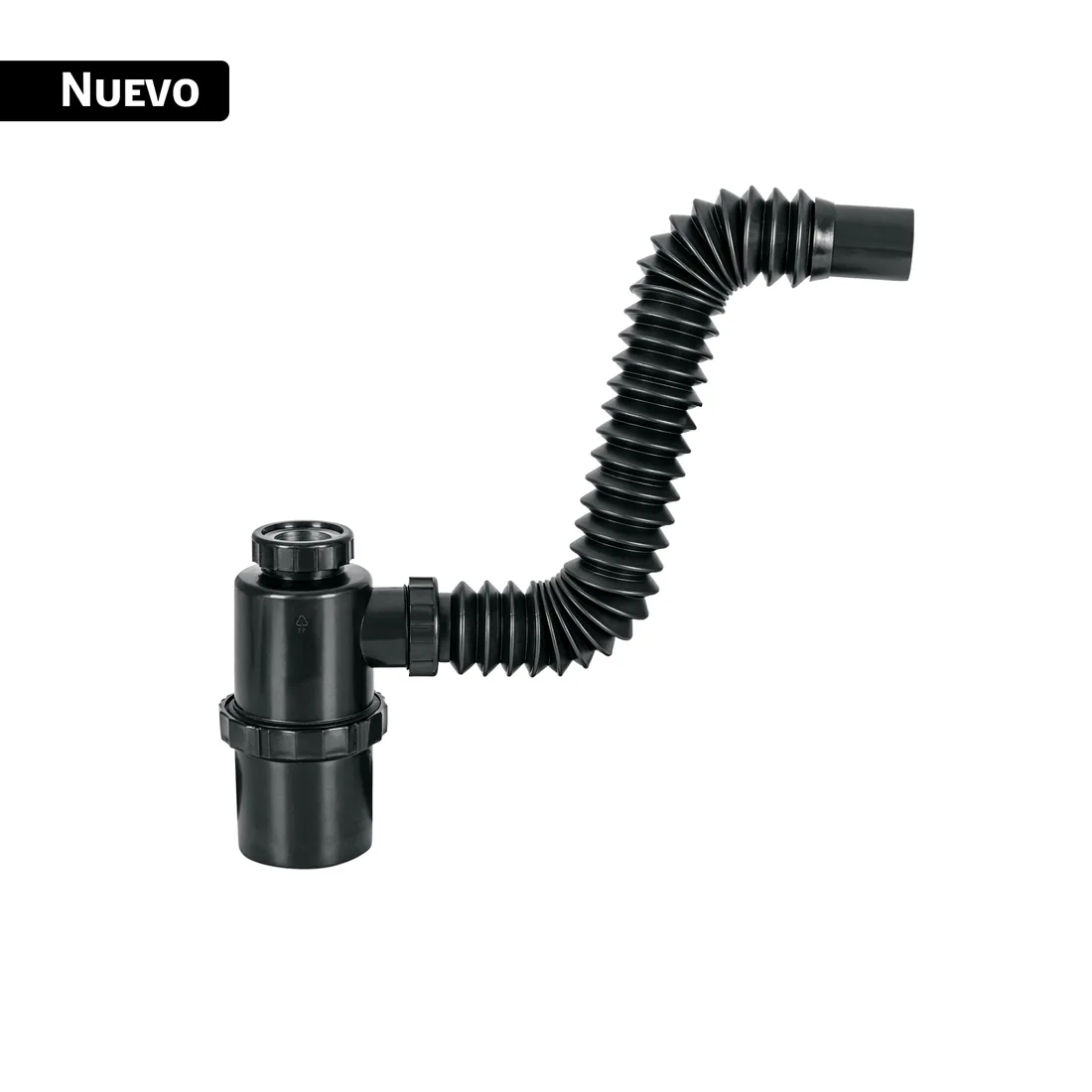 Céspol de bote de PP negro, para lavabo o fregadero, FOSET