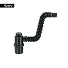 Céspol de bote de PP negro, para lavabo o fregadero, FOSET 1