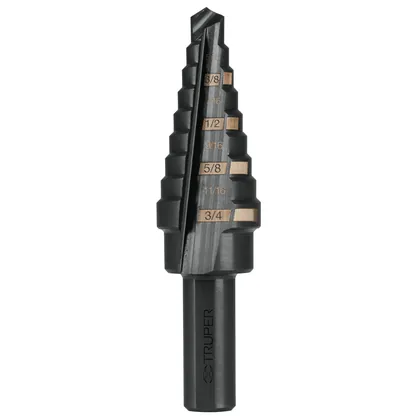 Broca escalonada óxido negro 9 escalones 1/4' a 3/4', TRUPER