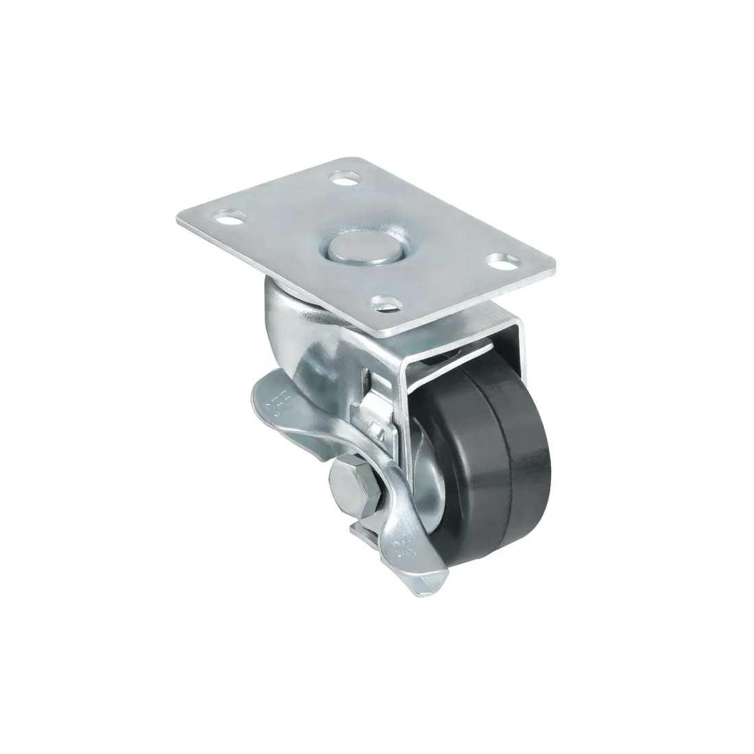 Rodaja hule 2-1/2', placa giratoria con freno, balero, 50kg