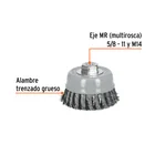 Carda copa 4' alambre trenzado grueso, Multi-rosca, TRUPER 2