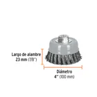Carda copa 4' alambre trenzado grueso, Multi-rosca, TRUPER 3