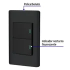 Placa armada negra 1 interruptor y 1 de 3vías 1.5mód,Lisboa 2