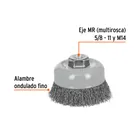 Carda copa 4' alambre ondulado fino, Multi-rosca, TRUPER 2