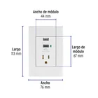 Contacto 2polos + tierra con 2 puertos USB, Oslo, blanco 2
