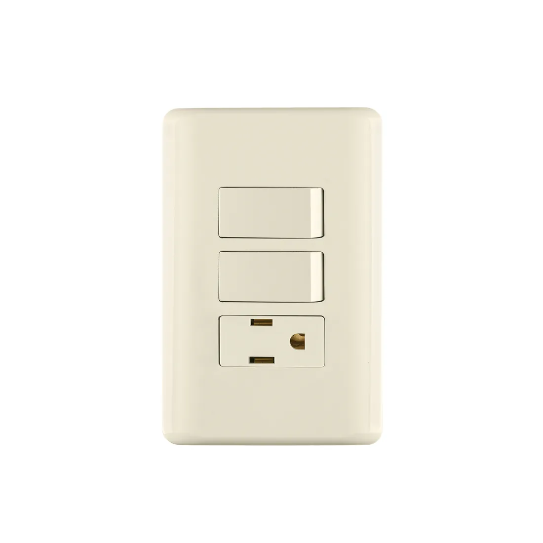 Placa armada 2 interruptores y contacto, marfil, BASIC