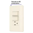 Placa armada 2 interruptores y contacto, marfil, BASIC 2