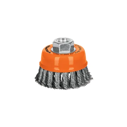 Carda copa 3' alambre trenzado grueso, eje 5/8'-11, TRUPER