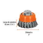 Carda copa 3' alambre trenzado grueso, eje 5/8'-11, TRUPER 3