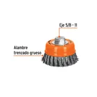 Carda copa 4' alambre trenzado grueso, eje 5/8'-11, TRUPER 2