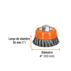 Carda copa 4' alambre trenzado grueso, eje 5/8'-11, TRUPER 3
