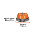 Carda copa 5' alambre trenzado grueso, eje 5/8'-11, TRUPER 3